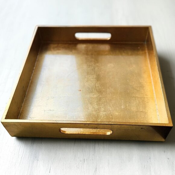 NWT in original box GOLD Lacquer Wood Trays - Square 12x12" by WEST ELM - Picture 5 of 10